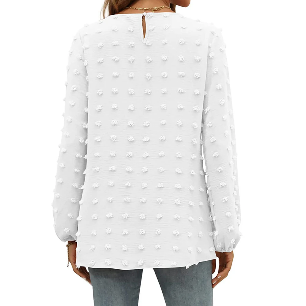 Top Top Women\'s Top Polyester Pullover Solid Color Fashion Long-sleeved Top No Elasticity New Stylish Fashion