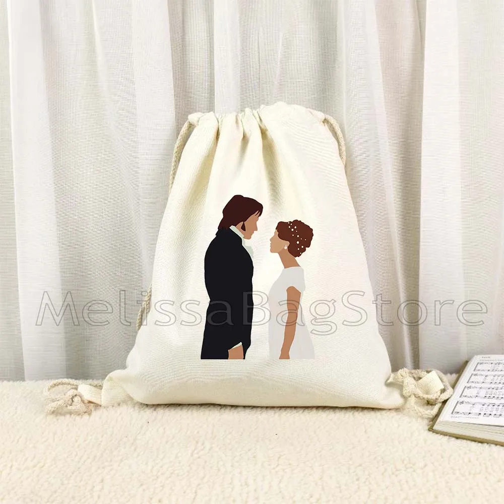 

Love Elizabeth Bennett Pride and Prejudice Mr Darcy Flowers Jane Austen Books Gifts Canvas Drawstring Backpack Bag Gym Sackpack