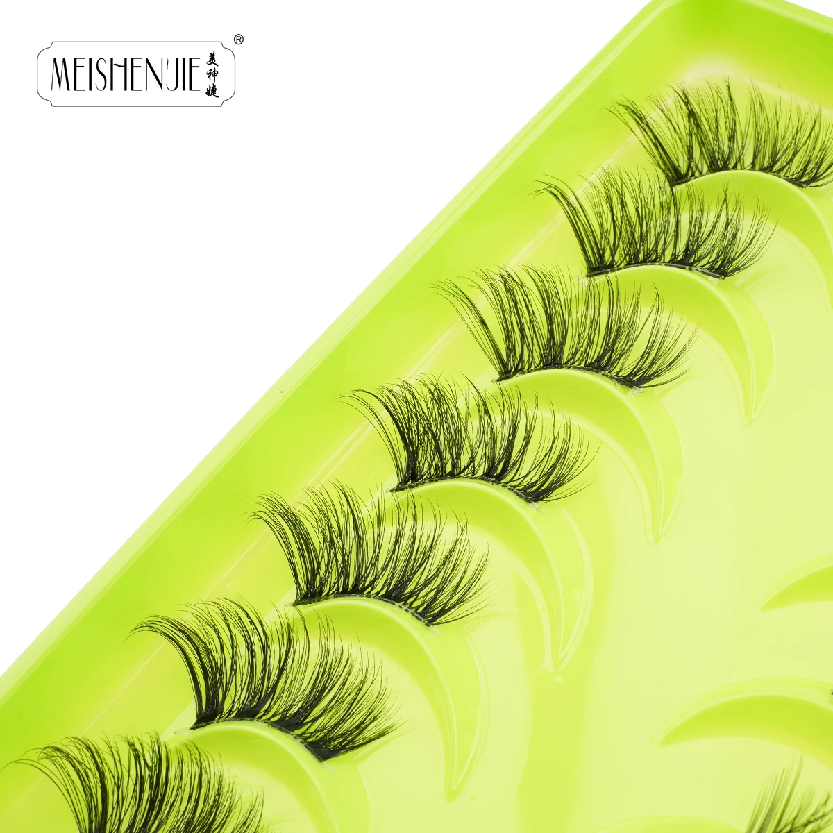 10쌍 인조 속눈썹 내추럴 롱 소프트 하프 캣아이 래쉬 메이크업 도구 재사용 가능 인조 속눈썹