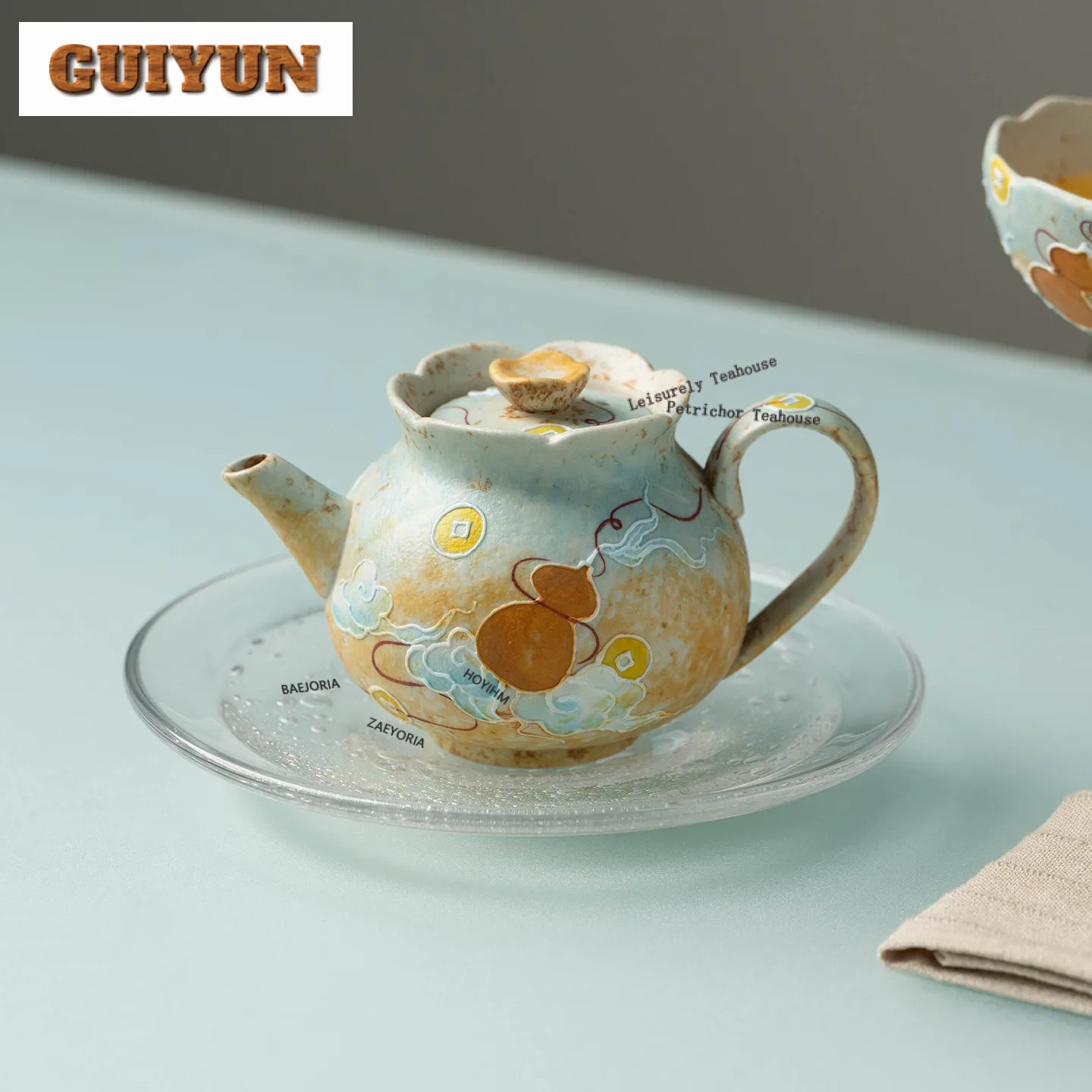 

150ml Hand-painted Cloud Gourd Teapot Elegant Tea Infuser Pot Tea Maker Kettle With Strainer Green Tea Teaware Gift Collection