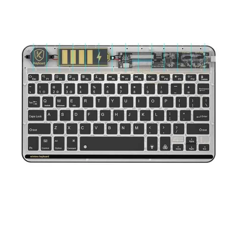 

1 Bluetooth Wireless Backlight Transparent Keyboard Laptop Universal Silent Lightweight Portable Rechargeable
