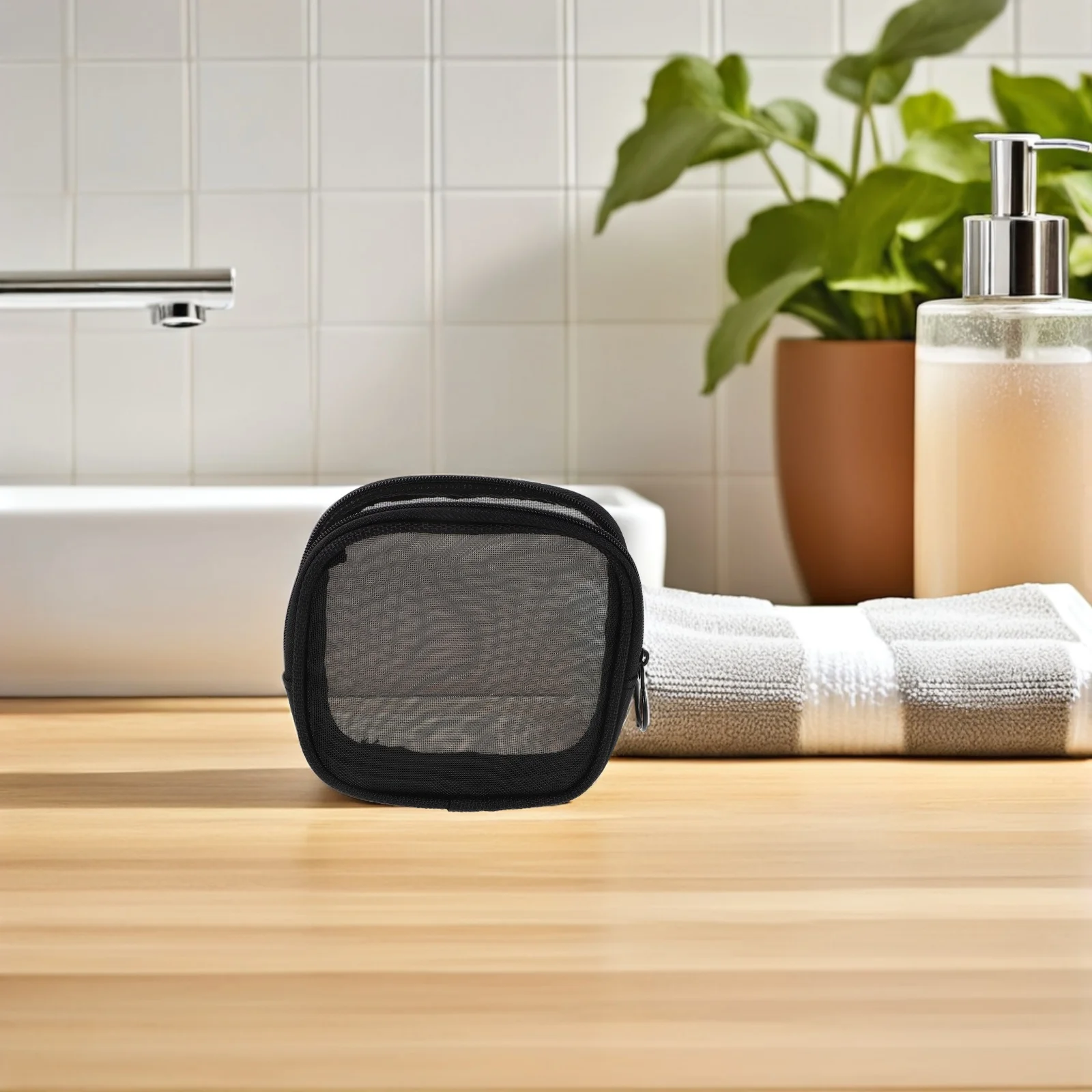

Wash Bag Mesh Zipper Pouch Makeup High Capacity Small Travel Portable Purse Toiletry Organizer Bags