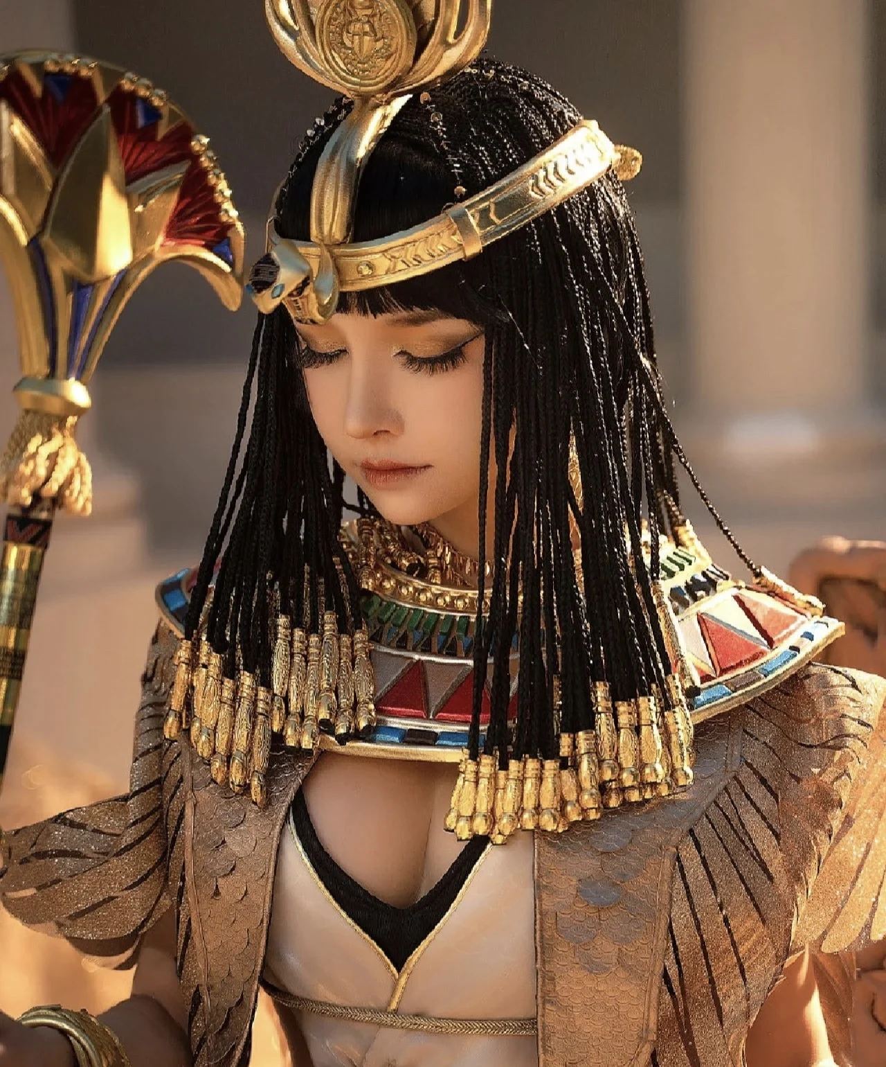 

Cleopatra Headdress Cos Wig Anime Nightclub Dreadlocks Dance Performance Singer Pigtail Halloween Hair Accessories