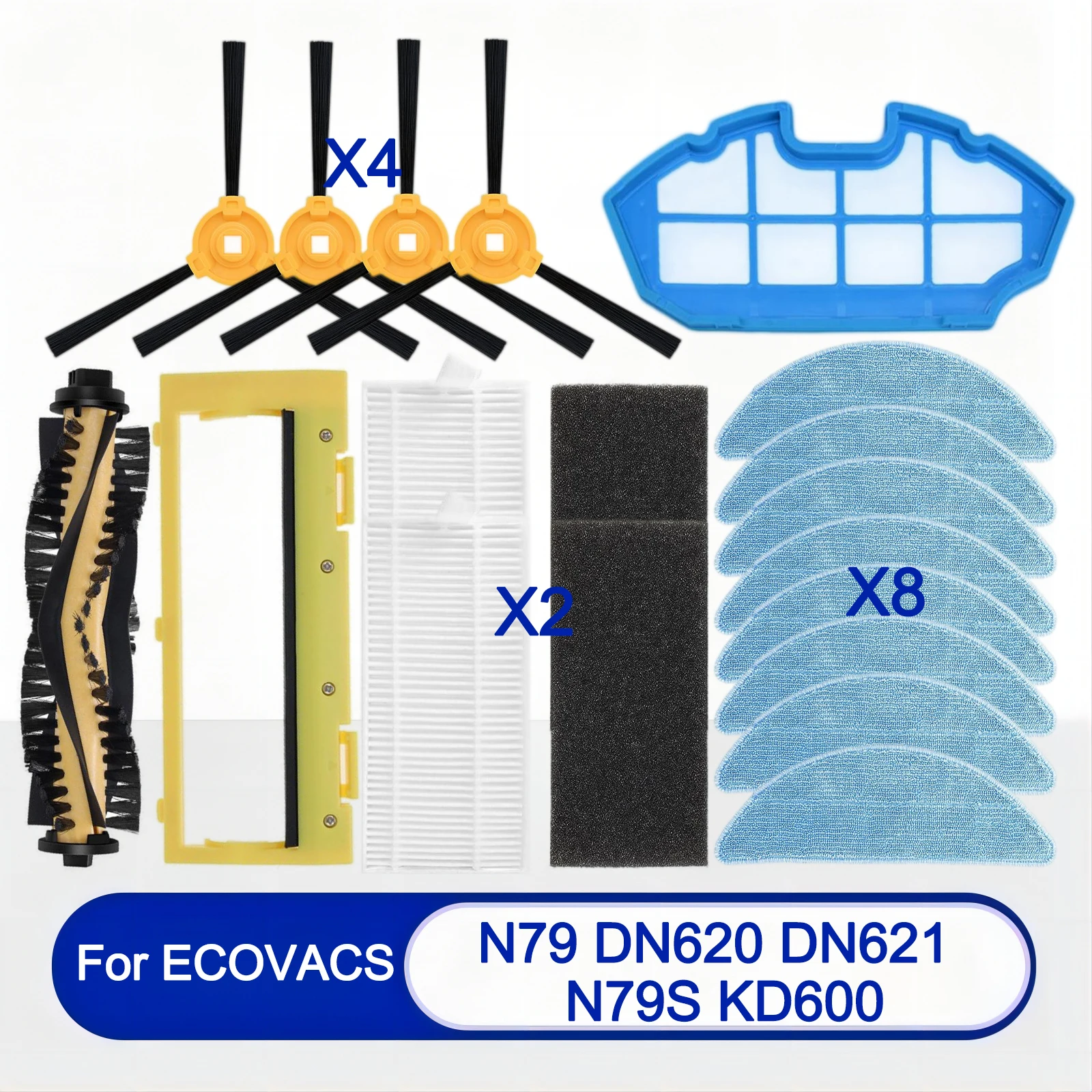 Ecovacs Deebot N79S N79，CONGA EXCELLENCE 990，Eufy RoboVac 11 11C Robot Spare Parts：Roller Side Brush，Cover，Mop Cloth，HEPA Fliter