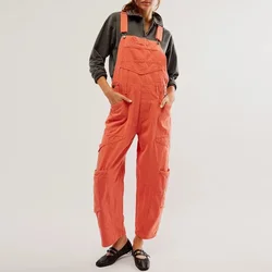 Ganzjährig neuer Damen-Jeans overall mit verstellbaren Spaghetti trägern für lässige, lockere, ärmellose Mode mit breiten Bein riemen ydl21