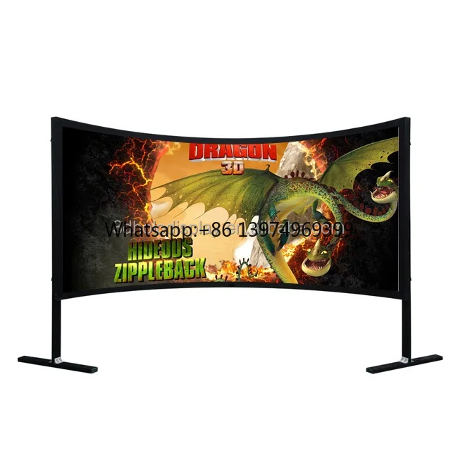 HD 160 Degree Curved Seamless Projection Screen Virtual 3D Racing Simulation Matte White with Floor Mount Home Theater Cinema