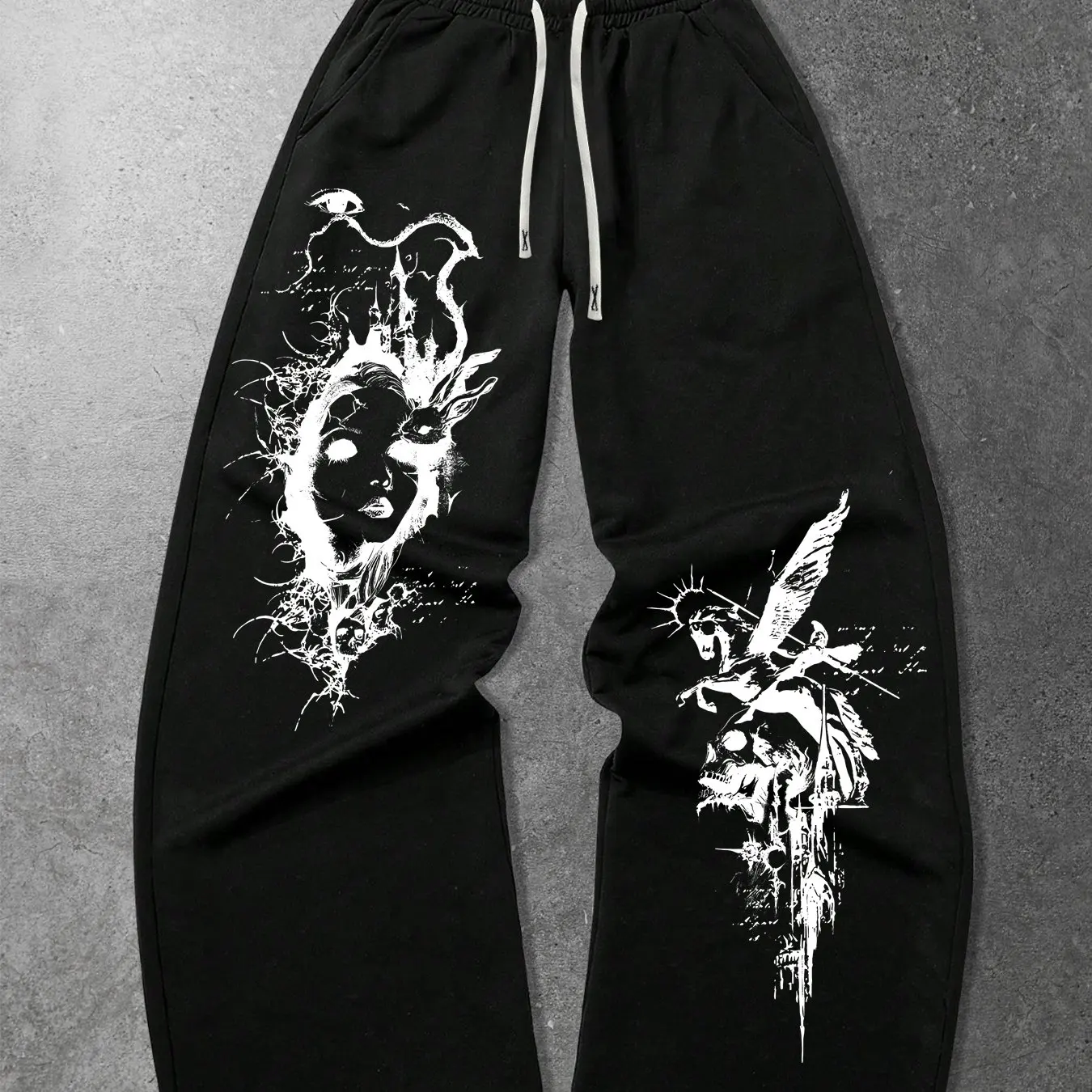 

Men's Casual Straight Leg Pants Original Gothic Fashion Dark Style Men's Casual Sports Loose Straight Leg Pants