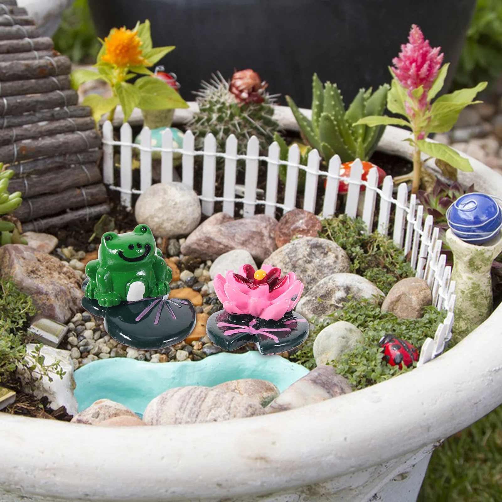 

Alipis 1 Set Mini Moss Lotus Leaves Resin Garden Decor Desktop Plant Pot Party Decoration Accessories