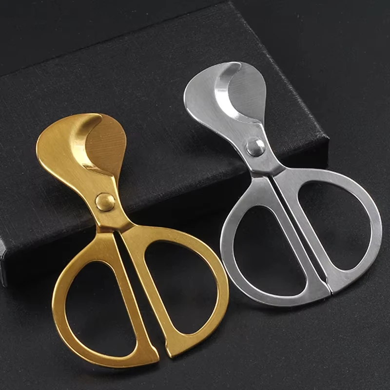 

2026 New Cigar Scissors Stainless Steel Gold Sliver Cutter Portable Travel Cigarette Sharp Cutting Special Tool Cigar Accessory