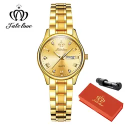 Fate Love 819 Classics Women Watch Stainless Steel Luminous Waterproof Calendar Elegant Dress Quartz Watch for Women Original