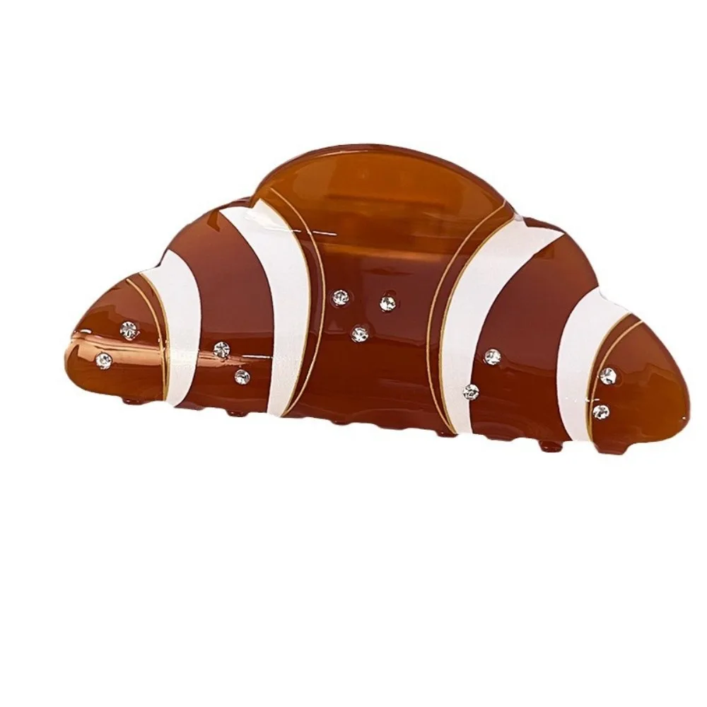 

Korean Style Croissant Hair Claw Coffee Headwear French Diamond Crab Clip Kawaii Funny Acetic Acid Shark Clip Hair Accessories