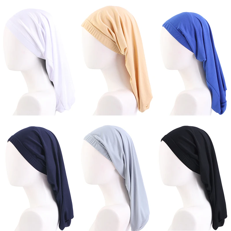 Neue Männer Zöpfe Dreadlocks Nacht Schlaf Kappe Lange Schwanz Motorhaube Kappe Breite Elastische Band Chemo Krebs Hut Unisex Einfarbig Kopf Wrap – Detail 2