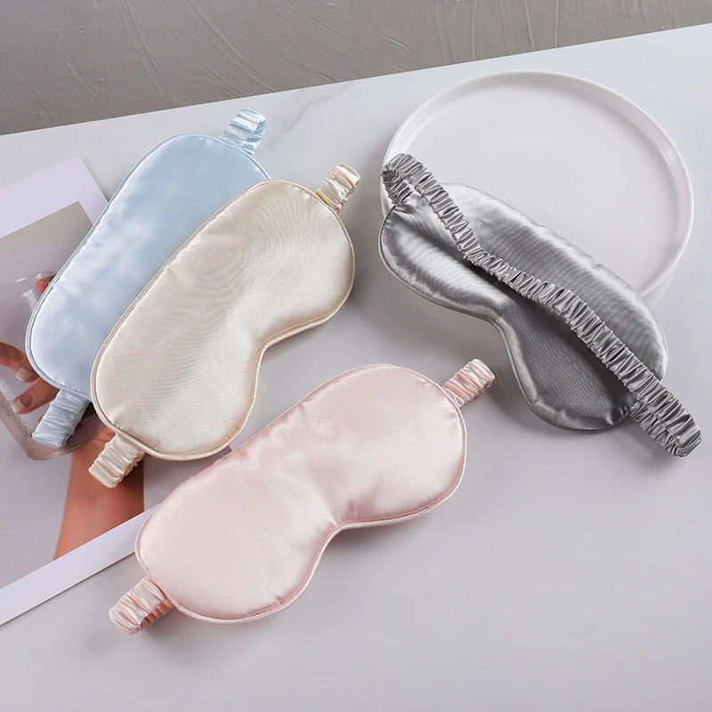 

Двусторонняя маска для глаз из искусственного шелка, удобная дышащая затемняющая повязка на глаз для сна, высокая эластичность, снимает усталость