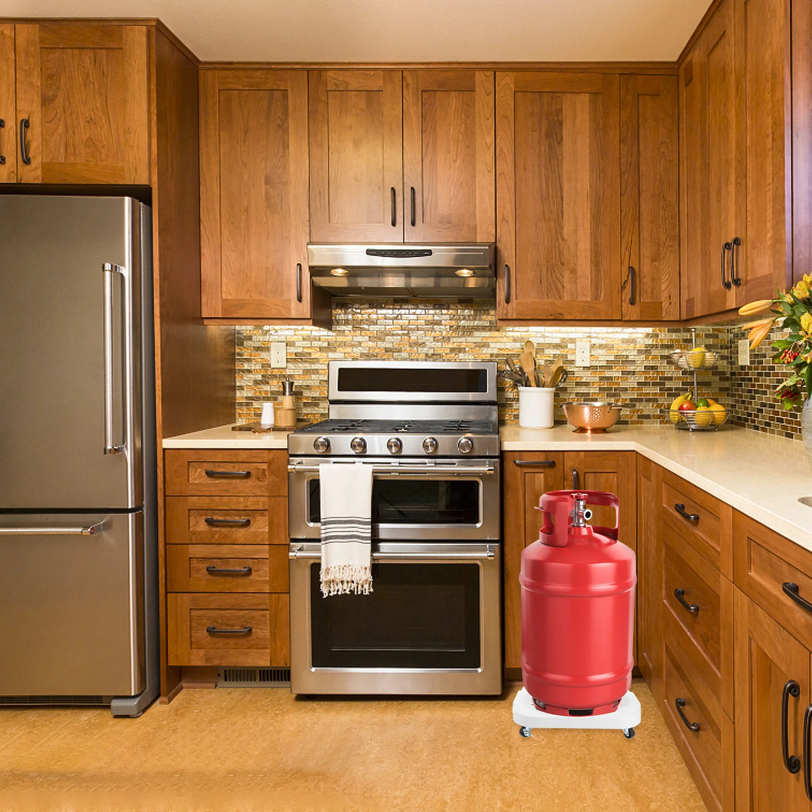 

Propane Tank Base With Wheels Durable Pp Material Stable For Gas Cylinder Holder Movable Plant Stand Flower