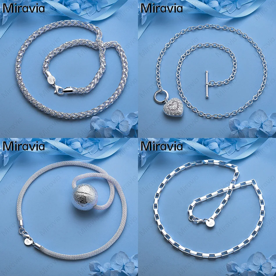 

Miravia 925 Sterling Silver Heart-Shaped Pendant Inlaid With Zircon O-Shaped Chain Necklace Cute Women'S Unique Party Jewelry