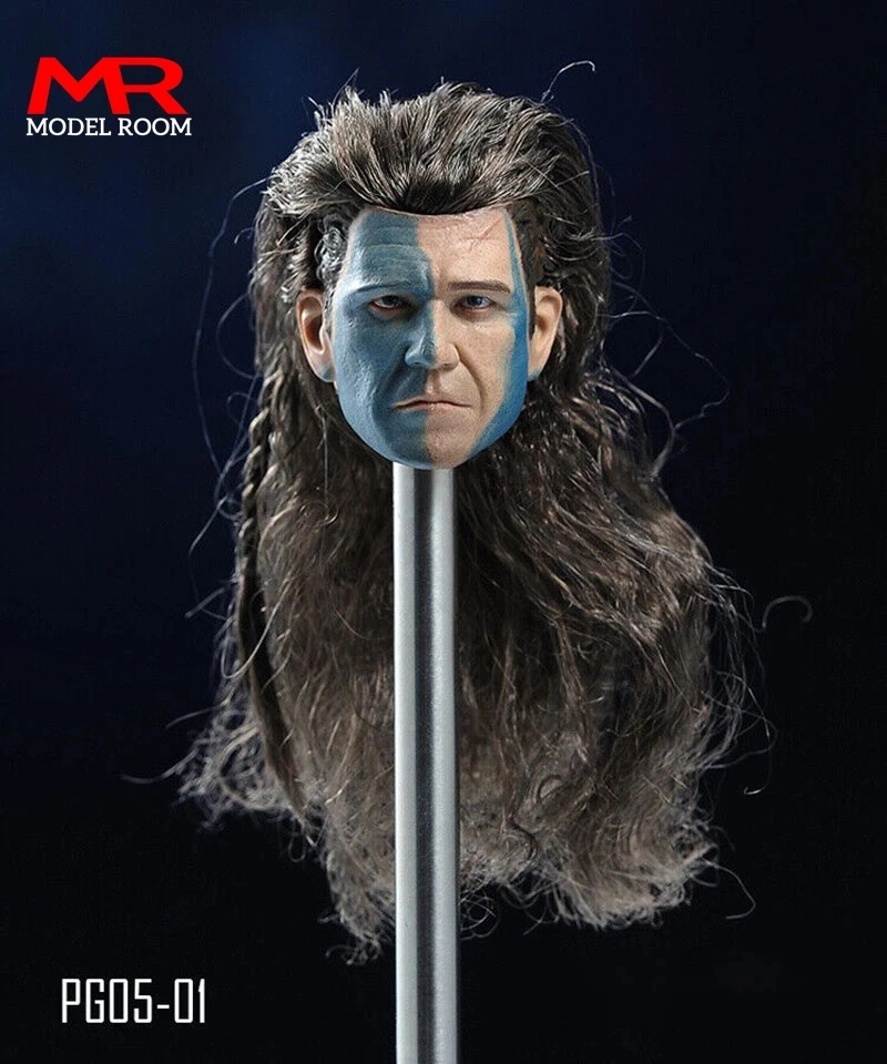 Pangaea PG05-01 1/6 Scottish General William Wallace Head Sculpt War Paint Head Carving Fit PH TBL 12