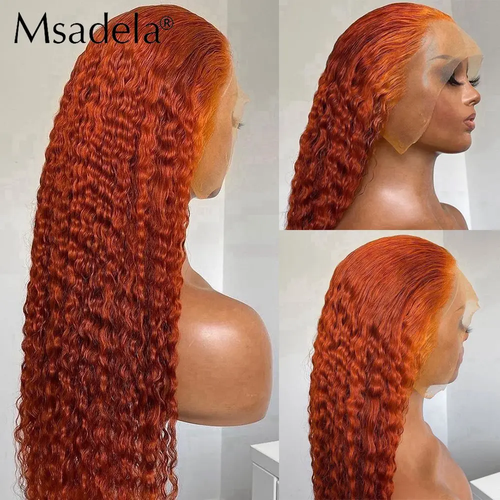 

Ginger Orange Color Synthetic Hair Cosplay Wig Pre Plucked Kinky Curly 28 Inches Drag Queen 13x4 Lace Front Wigs For Black Women