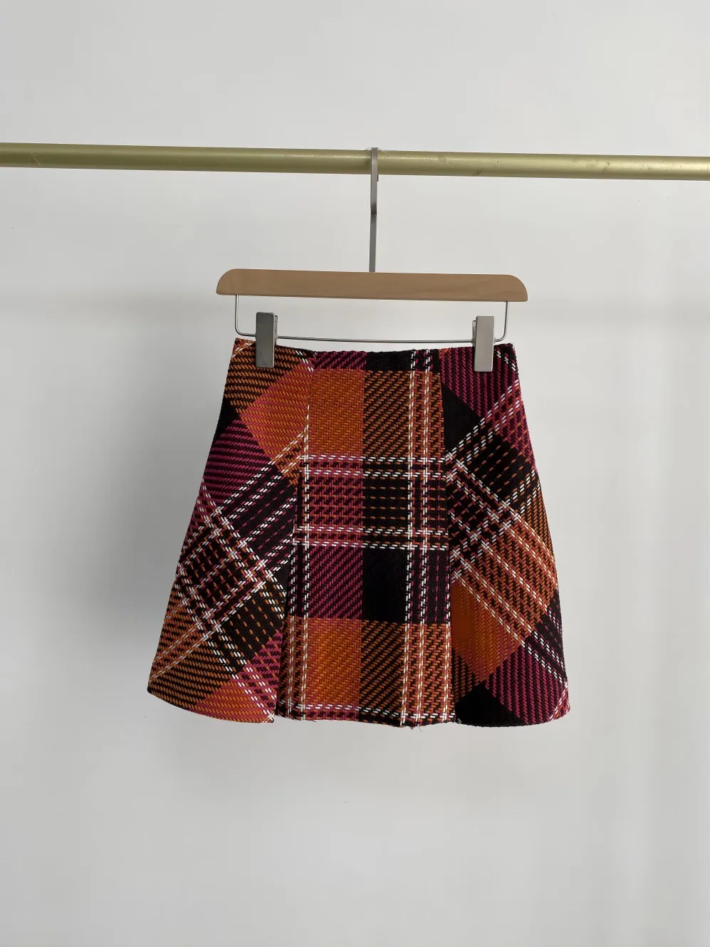 Kuzuwata High Waist Slim Contrast Color Plaid Mini Skirt Kawaii Autumn Winter Japanese Jupe Harajuku Faldas Mujer Moda 2023