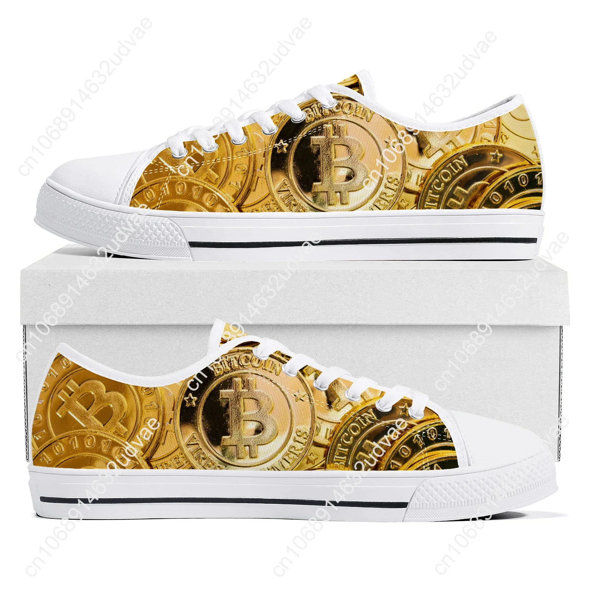 Low Top Canvas Sneakers para homens e mulheres, Bitcoin, criptomoeda mineiro, BTC Coin, casais, adolescentes, sapatos personalizados, alta qualidade