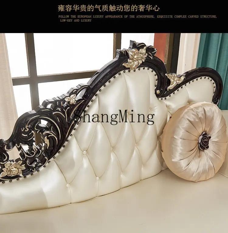 CL new living room solid wood ebony chaise longue piano baking paint flower beauty couch leather