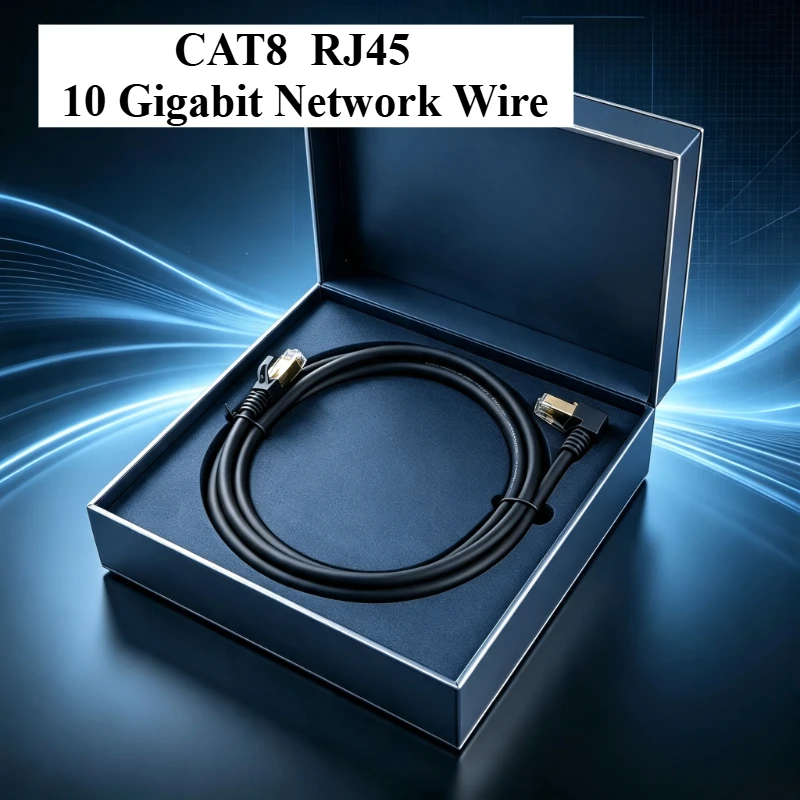 CAT8 RJ45 Right Angle Ethernet Cable 10Gbps 5G Network Wire 90 Degree Elbow Shielded Broadband LAN Cable for Router Modem PC