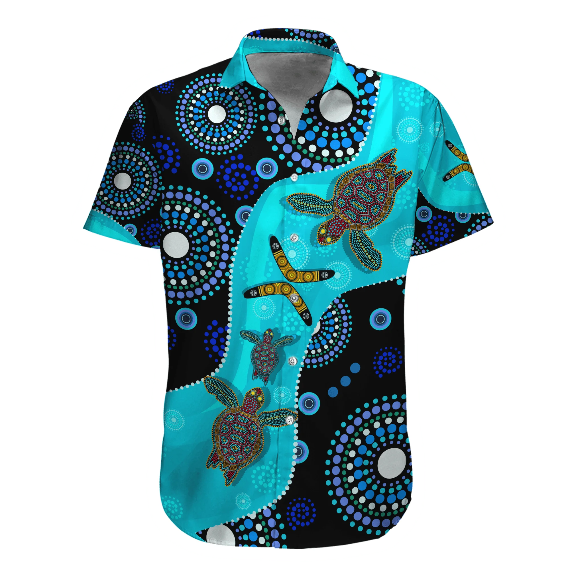 

Summer Harajuku Short sleeve Shirts Aboriginal Blue Turtle Lizard 3D Printed Men's Hawaiian Shirt Unisex Casual Beach Shirt CP03