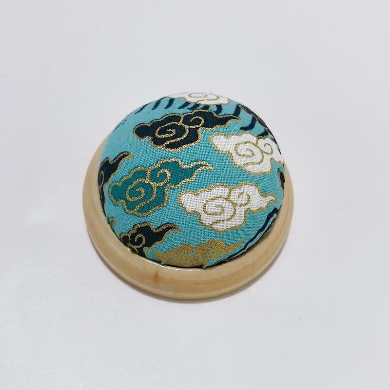 1PC Vintage Embroidery Pin Cushions Half Round Pin Pad With Wooden Base Needle Holder For DIY Craft Sewing Accessories