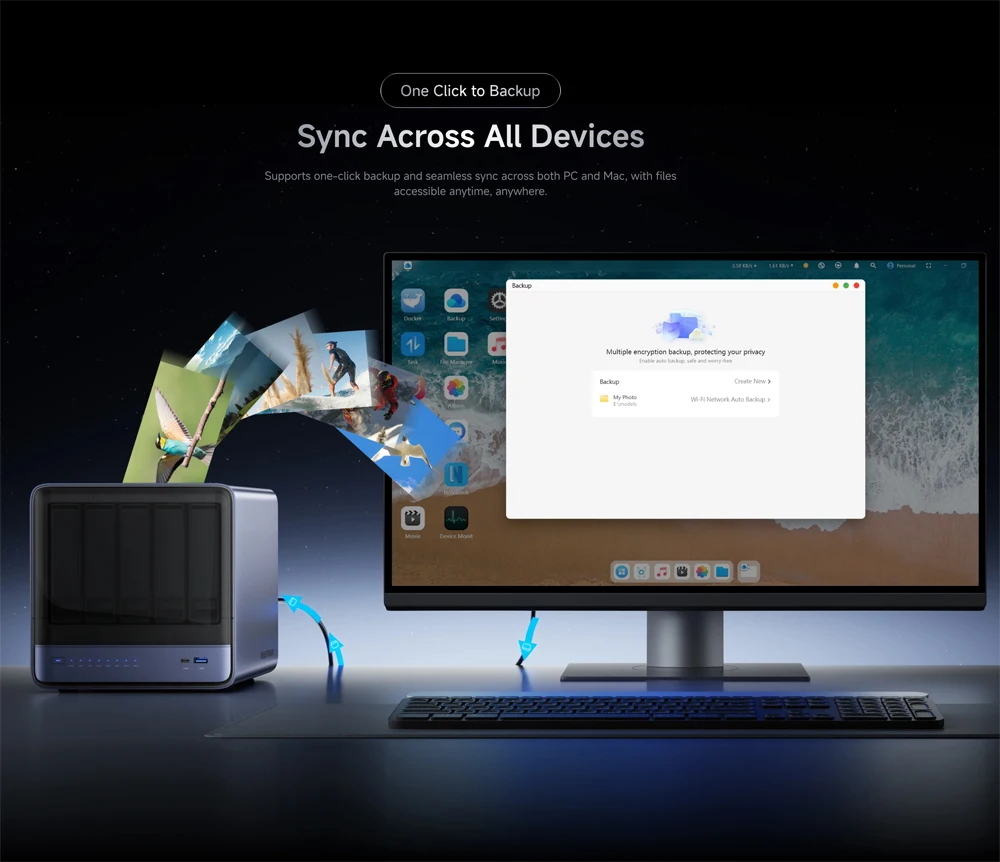 MINISFORUM MinisCloud NAS N5 PRO Mini PC AMD Ryzen AI 9 HX PRO 370 Supporto DDR5 ECC Capacità 144TB Sistema operativo AI Computer da ufficio/casa