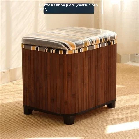 

Household Solid Wood Small Square Stool with Storage Box Sundries Toys Organizer Japanese Hallway Shoes Change Footstool Ottoman