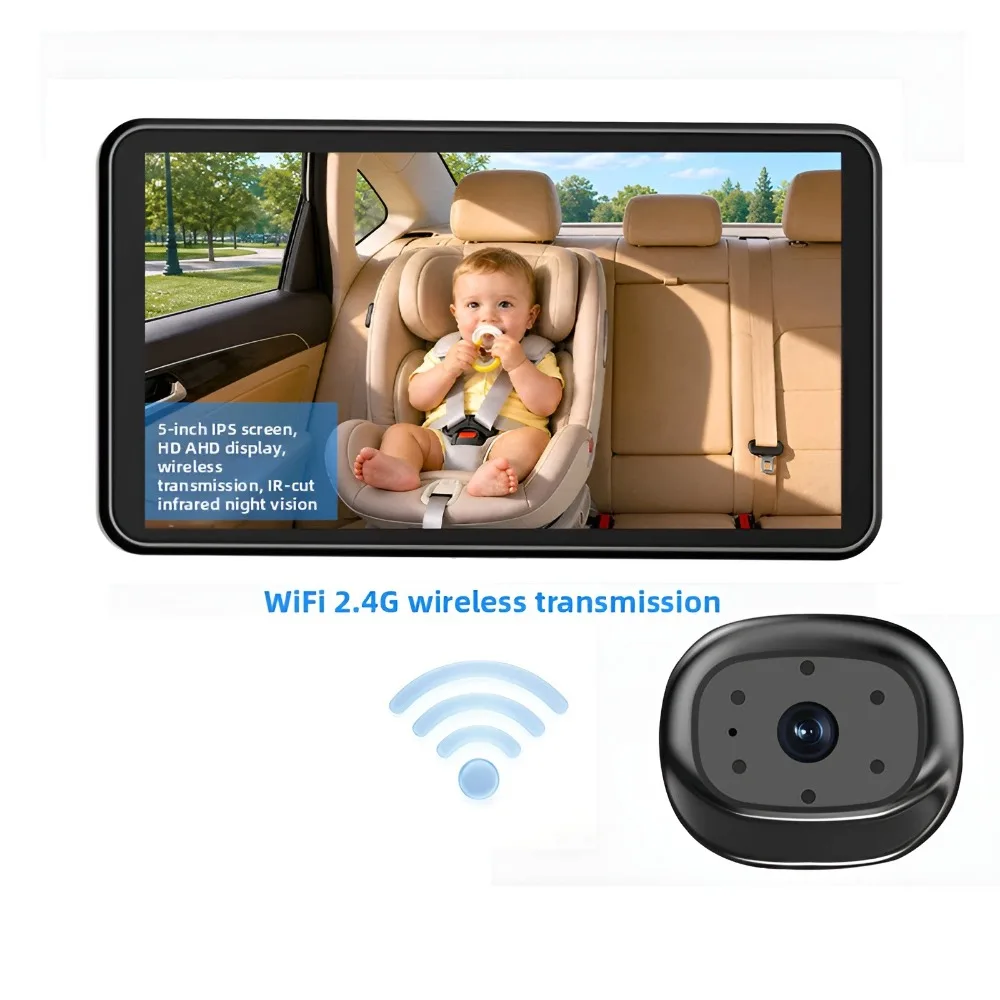 5 Inch HD Baby Monitor Wireless Transmission Real-Time Display Car Baby Caregiver Portable Video Babysitter Home Security Cam