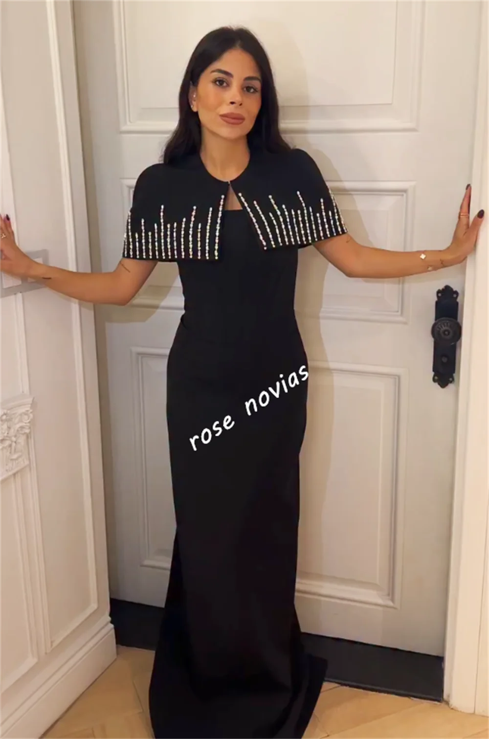 Customized Jersey O-Neck Shawl With Rhinestone Long Dresses Bespoke Occasion High Quality Evening Dress Elegant Party Wedding