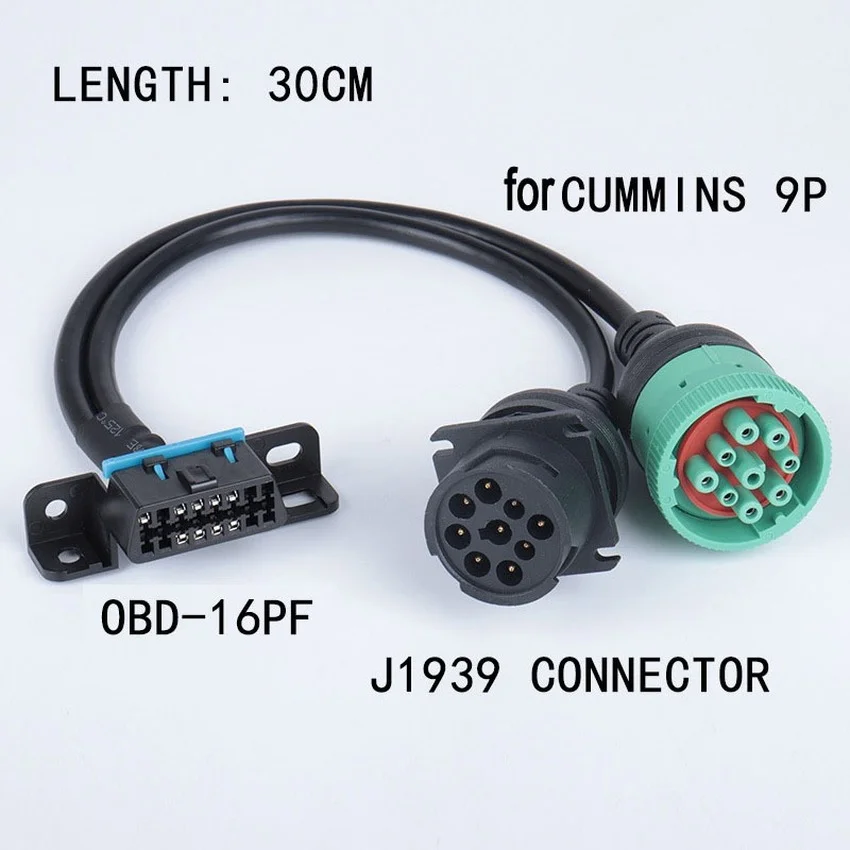 Truck Plug Detection Wire Plug 9-pin for Cummins Connection Cable J1939-9PIN Connector 9 Pin To OBD2 Interface Diagnosctic Tool