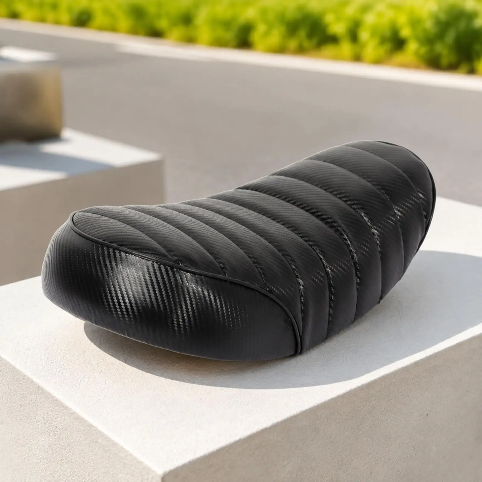Motorcycle Seat Cushion Mini Style PU Leather Thick Saddle Pad for Vintage Scooter Cruiser Daily Commute