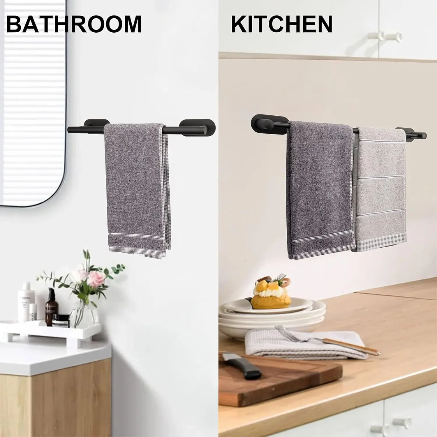 Bathroom Retractable Towel Bar Matte Black Stainless Steel Towel Rack Extended Drying Towel Hanging Bar Bathroom Accessories