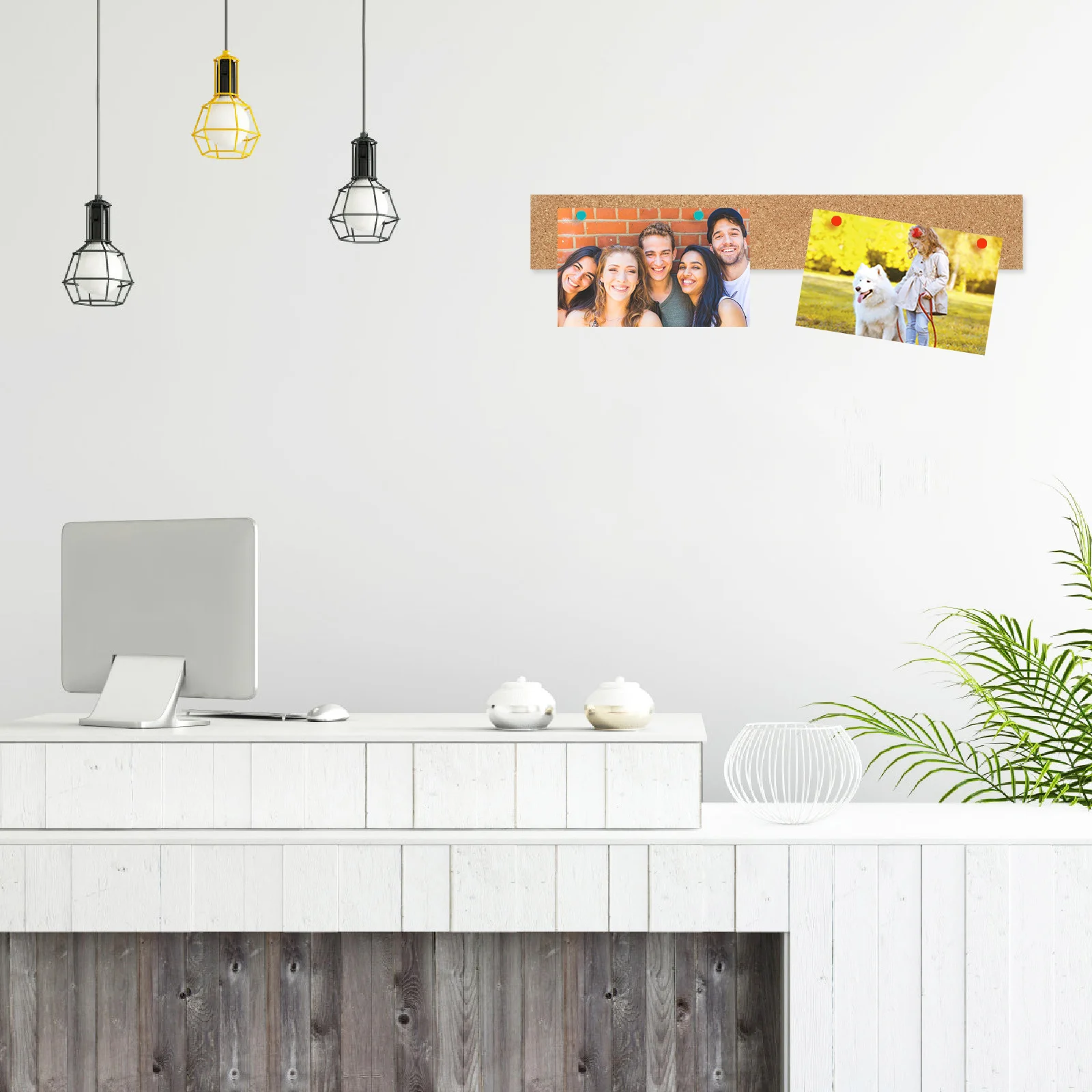 

2Pcs Premium Cork Bulletin Bar Strip Frameless Notice Board for Walls Glass Wood Tiles Smooth Surfaces Cork Bulletin Bar Strip