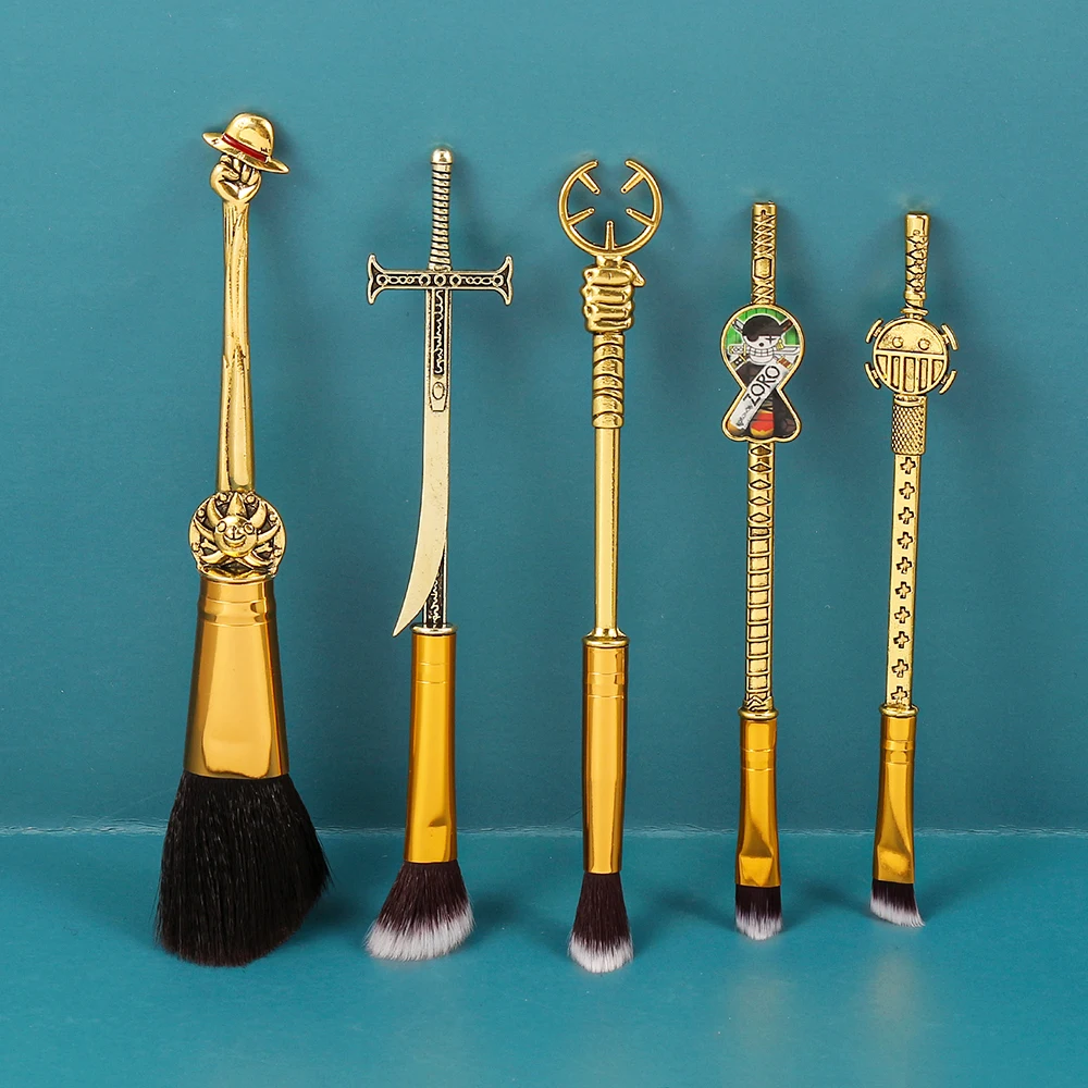 5 ピース/セットワンピースモンキー・d・ルフィ漫画メタルハンドルメイクブラシセットコスプレ女性アクセサリー