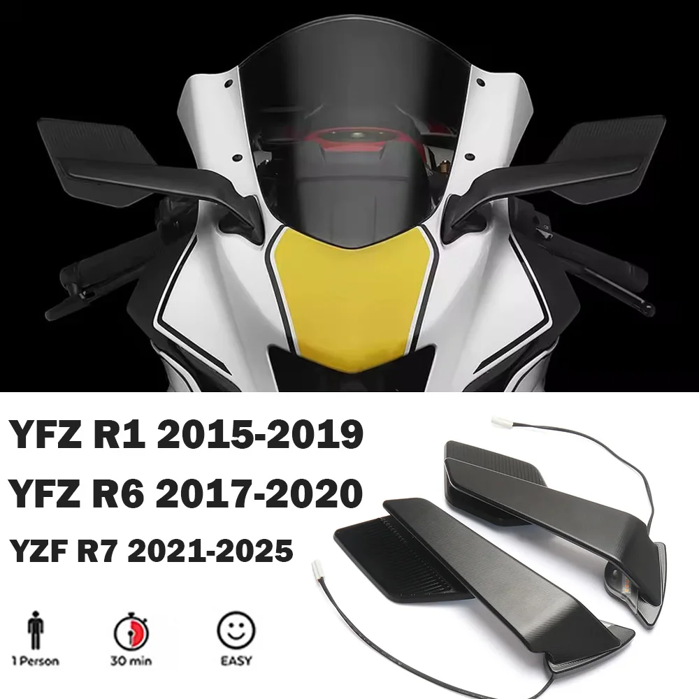 

For YAMAHA YZF R1 2015-2019 YZF R6 2017-2020 YZF R7 2021-2025 New Motorcycle Rearview Mirrors With Turn Signals LED lights