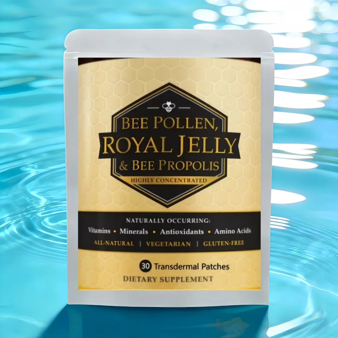 Suplemento Inmunitario, Jalea Real con Polen de Abeja y Propóleo de Abeja de KLV, 30 Parches Transdérmicos/bolsa, Suministro para 1 Mes