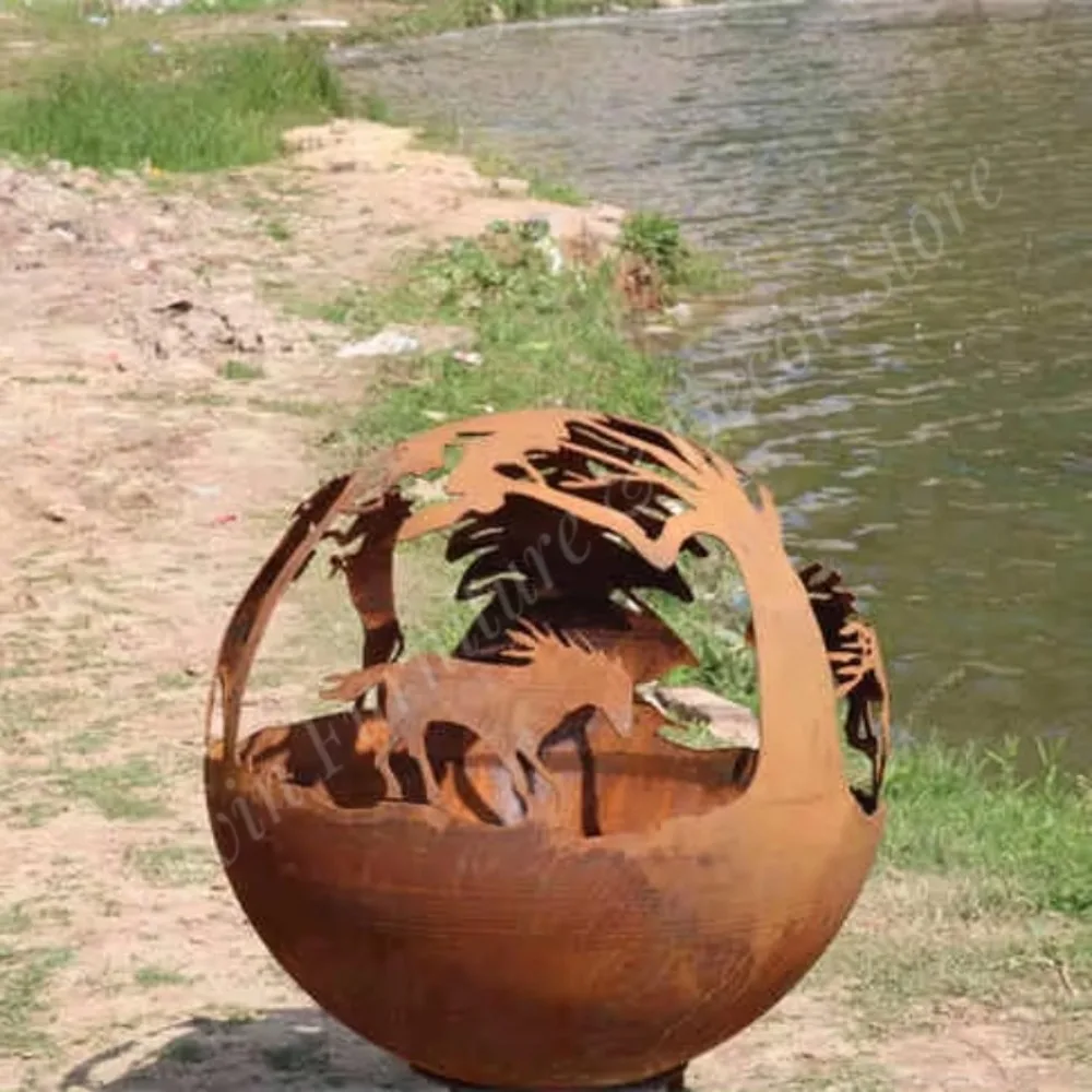 Wildlife Fireball Rust Metal Fire Ball
