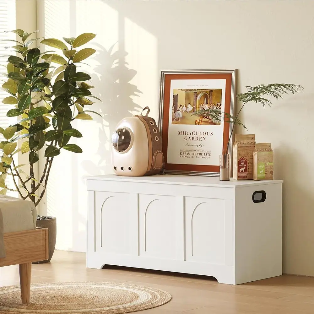 Cómoda de almacenamiento de madera blanca 39,4 con tapa abatible, 2 bisagras de seguridad, banco de zapatos para entrada, maletero resistente para el hogar, fácil montaje