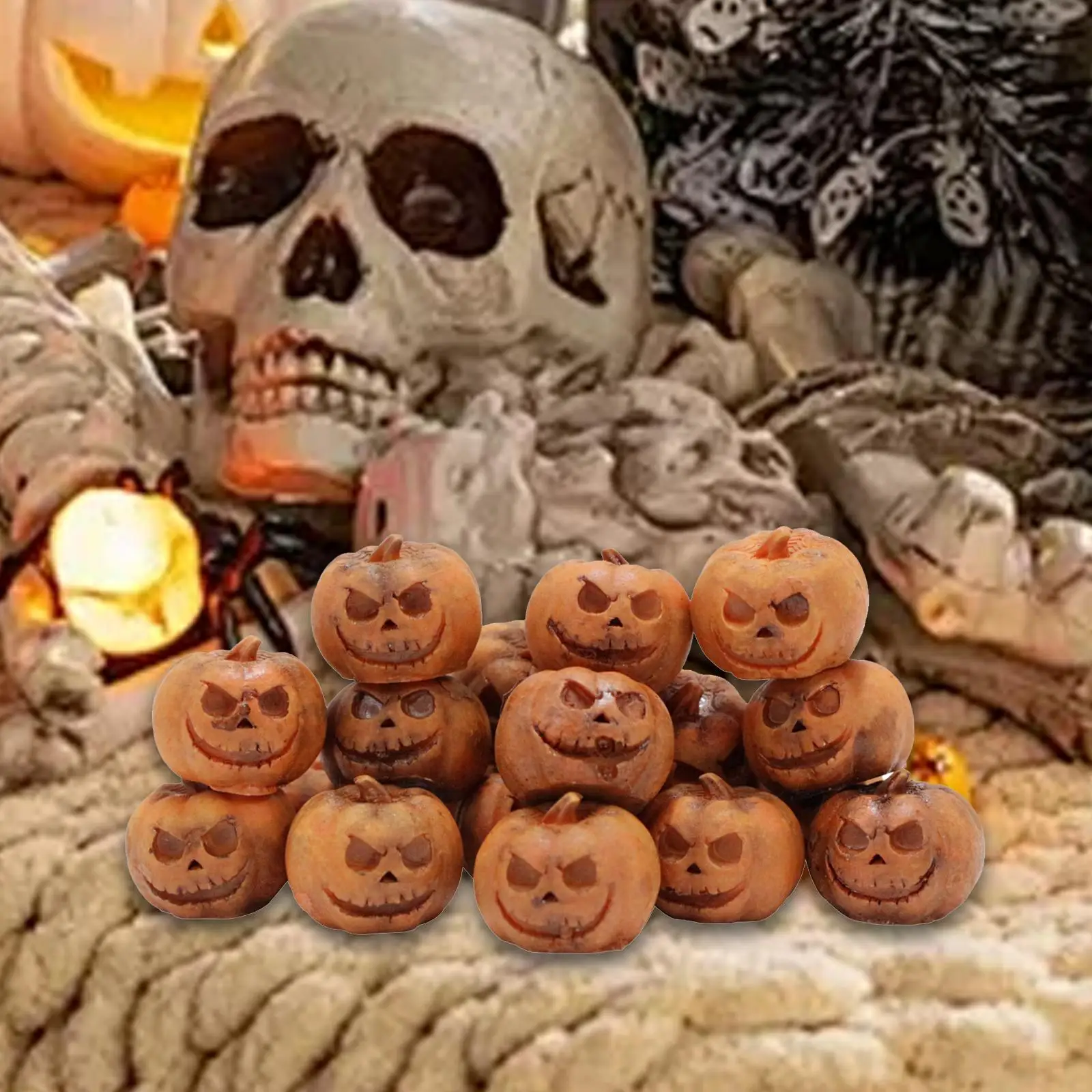 20 Pieces Miniature Pumpkin Figurines Decorative Fairy Halloween Garden Adornments Resin for Desk Outdoor Garden Home Party