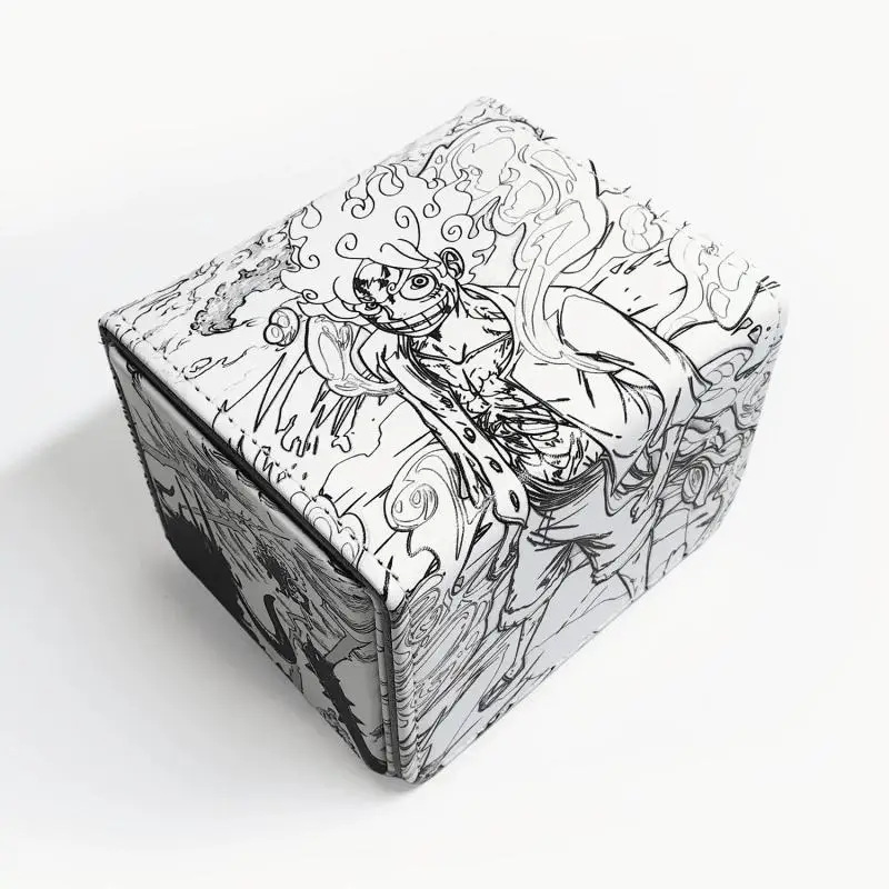 One Piece Nika Monkey D. Luffy DIY Large Capacity Leather Card Box Thickened Anime Game Collection Card Storage Box