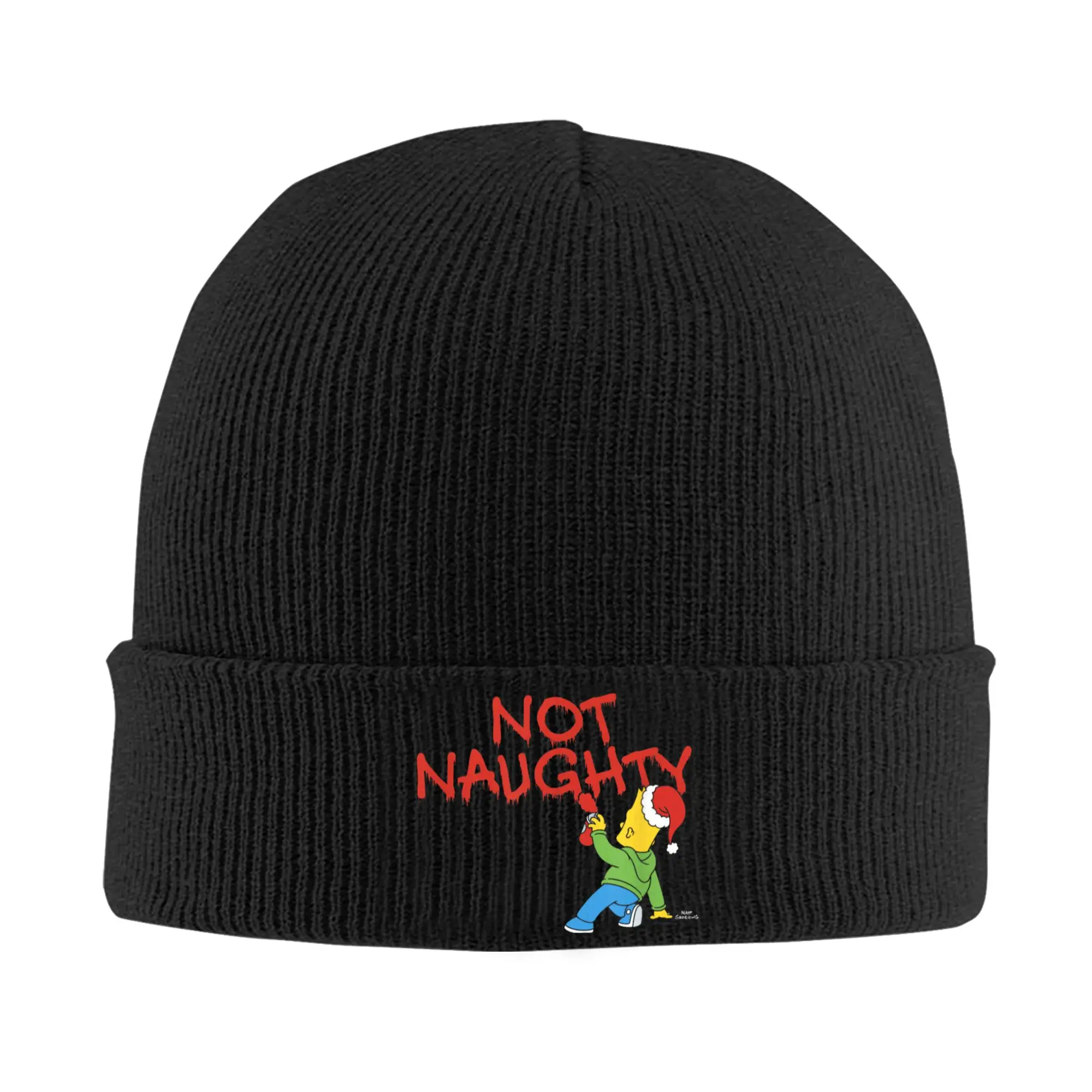 The S-simpson Graffiti Not Naughty Beanie Hats  Knitting Hat Adult Unisex Vintage Warm Caps Spring Outdoor Design Bonnet Hats