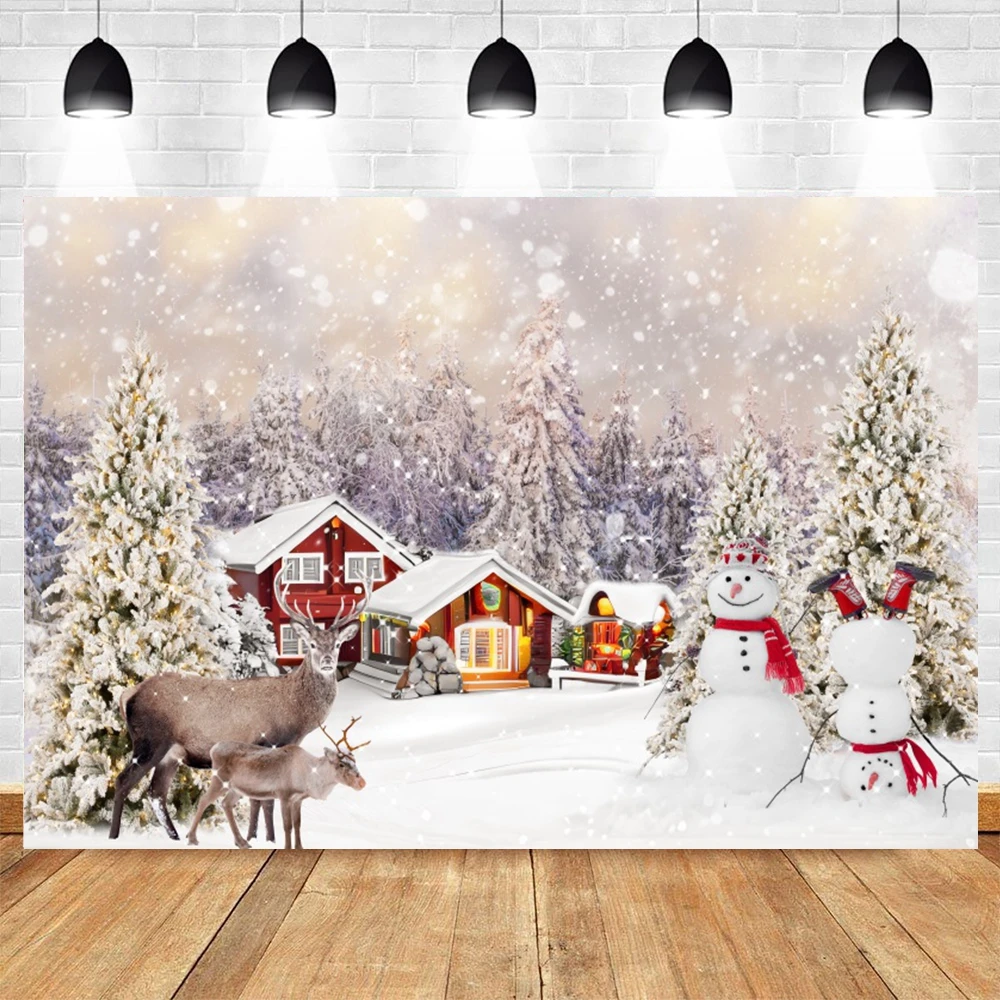 Winter Scene Backdrop Wonderland Snowflake Photography Background Bokeh Glitter Snow Forest Christmas Party Holiday Photo Props