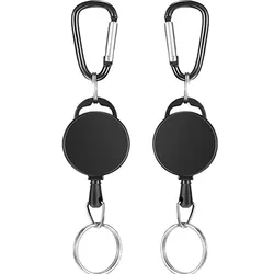 1PC Elastic Steel Wire Pull Keychain Tag Card Holder Recoil Belt ABS Badge Retractable Reel ID Badge Holders Anti Lost Keyring