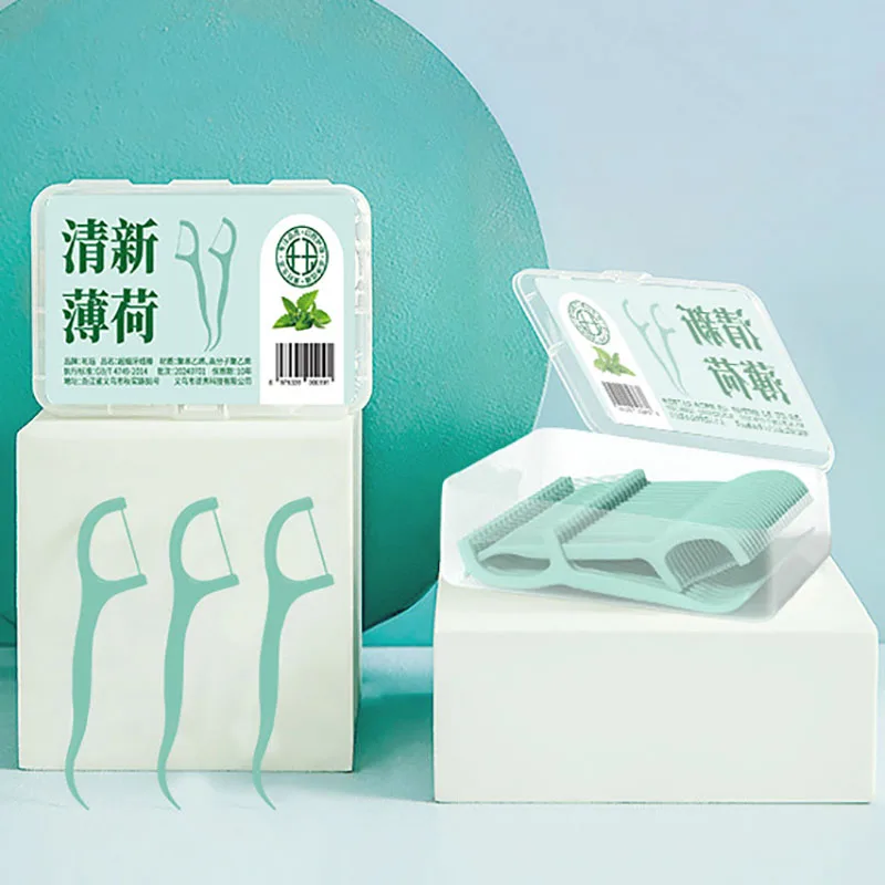 50 PC Ultra-fine Dental Flos Mint Flavored Dental Floss Sticks Disposable Adults Dental Floss High Tensile Strength Round Wire