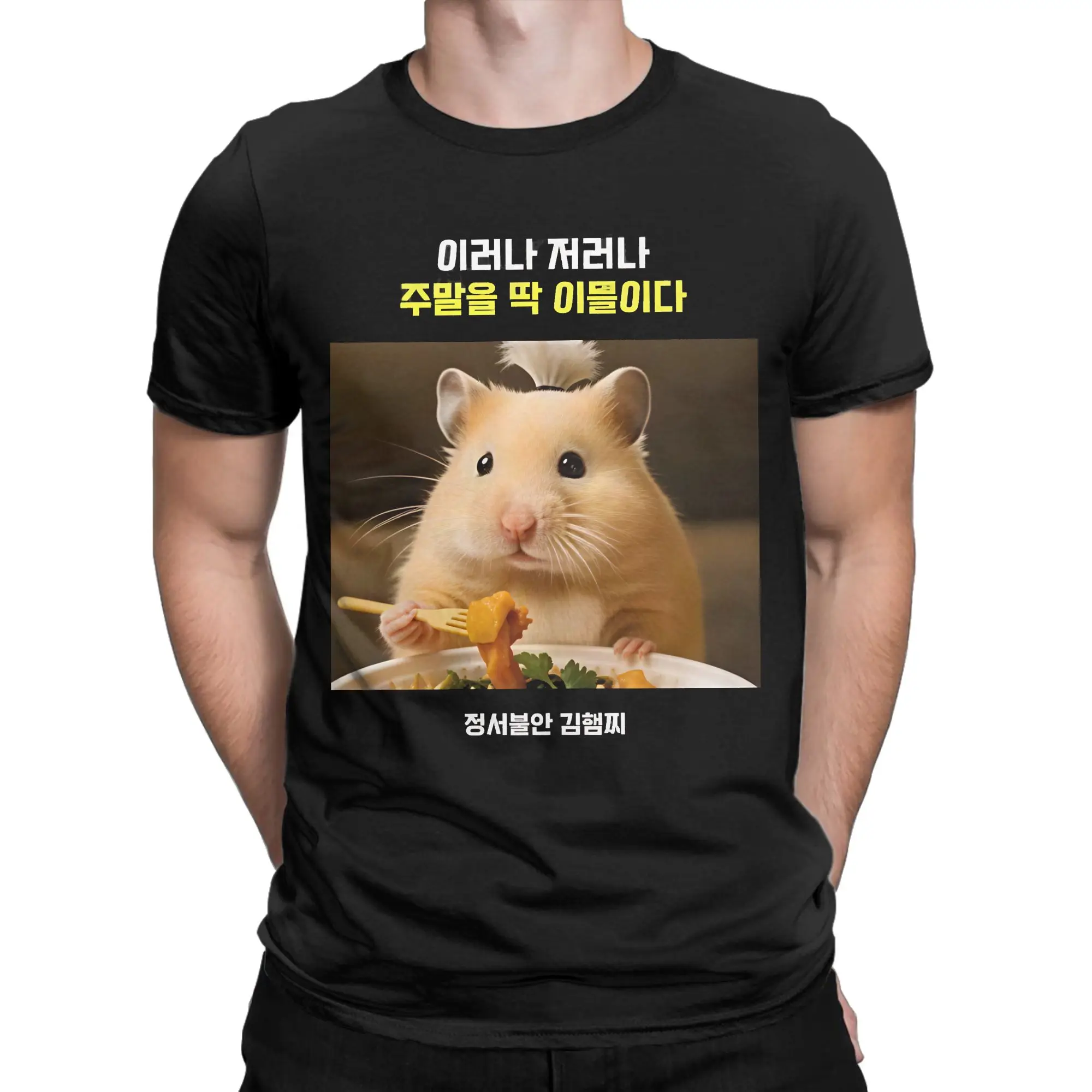 Funny Hamster Men's T Shirts  Vintage Tee Shirt Short Sleeve Round Collar T-Shirts Cotton Plus Size Tops