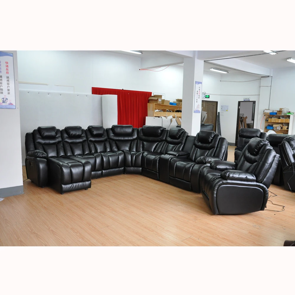 #7 Seater U Shaped Reclinable Lounge Fabric Leather Luxury Modern Couch Home Designs Furniture Living Room Sofa Set