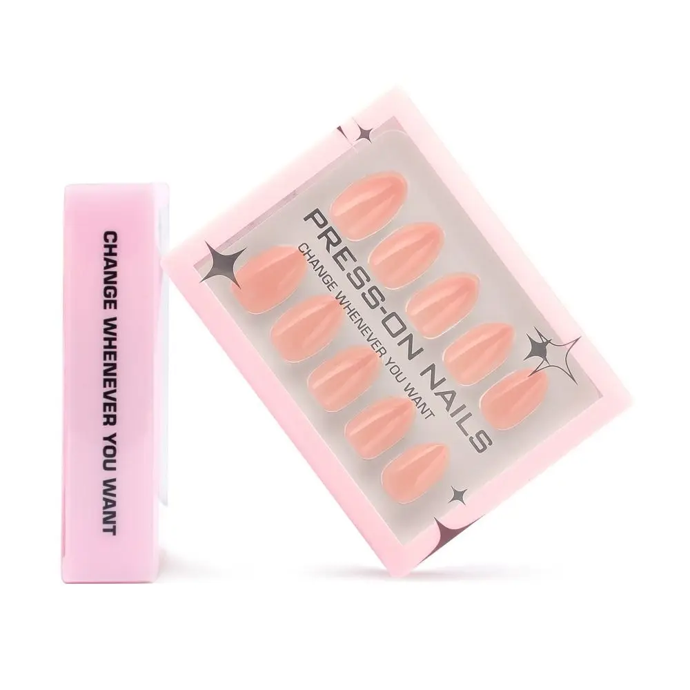 Sztuczne paznokcie do manicure, długie, migdałowe, proste, jednolite kolory, naklejane, francuskie, odpinane tipsy dla kobiet.