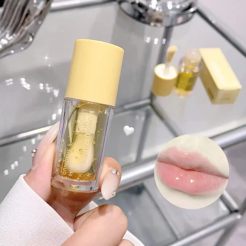 Brillo de labios hidratante, aceite de gelatina carnoso, cuidado de labios hidratante transparente, potenciador de maquillaje de brillo transparente